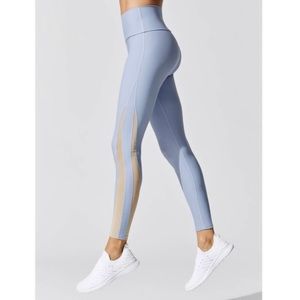 Carbon38 Pale Blue Nude Mesh Blocked Leggings Medium NWT